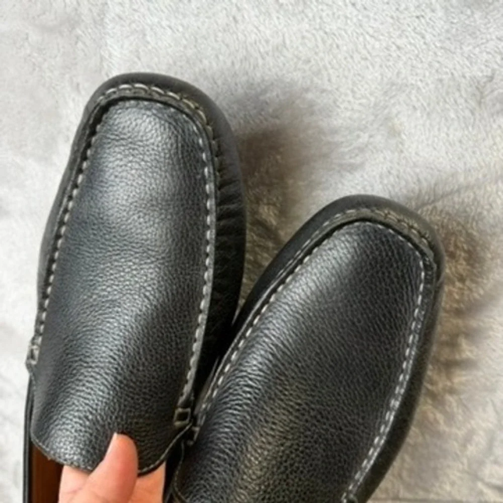 1901‎ Nordstrom Mens Black Pebbled Leather Driving Loafers Size 9.5 M12811